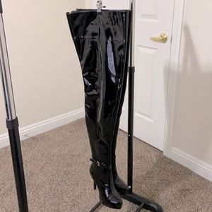 Leviticus Fashions Patent Leather Platform Boots